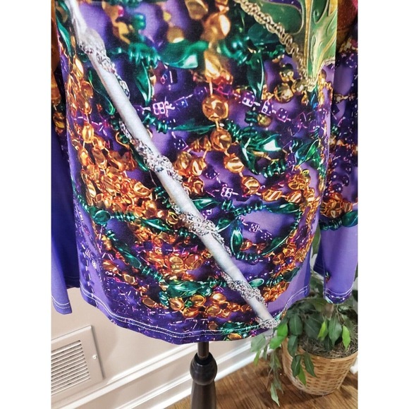 Womens Multicolor Geomatric Long Sleeve Round Neck Casual Top Blouse Size 2XL - Picture 3 of 10